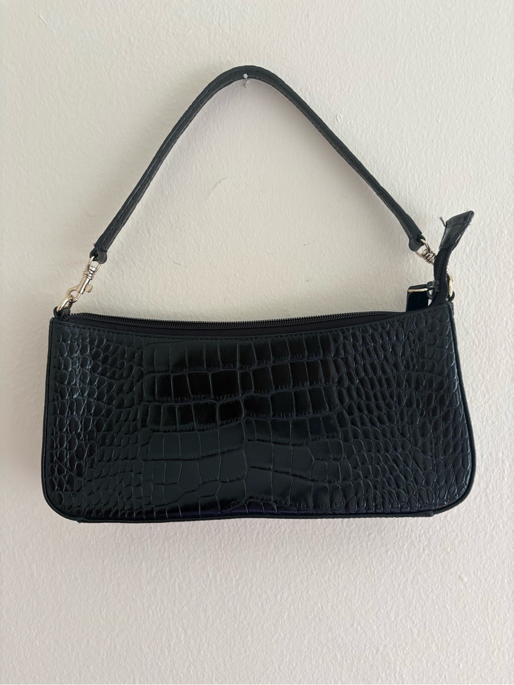 Giani Bernini Black Croc-Embossed Shoulder Bag with Top Handle
